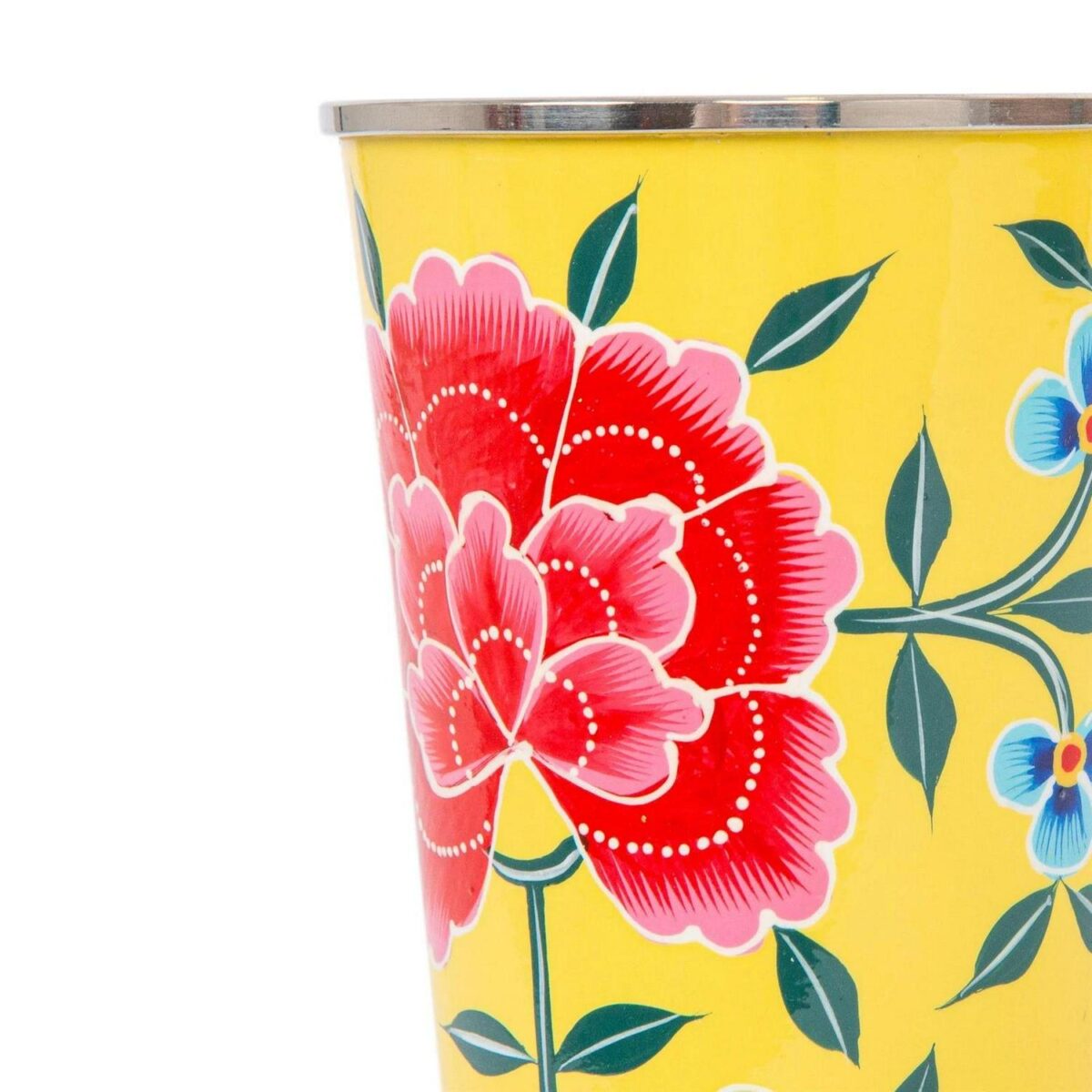 6pc Multicolour Peony 400ml Stainless Steel Hand-Painted Picnic Cups Set - Image 4