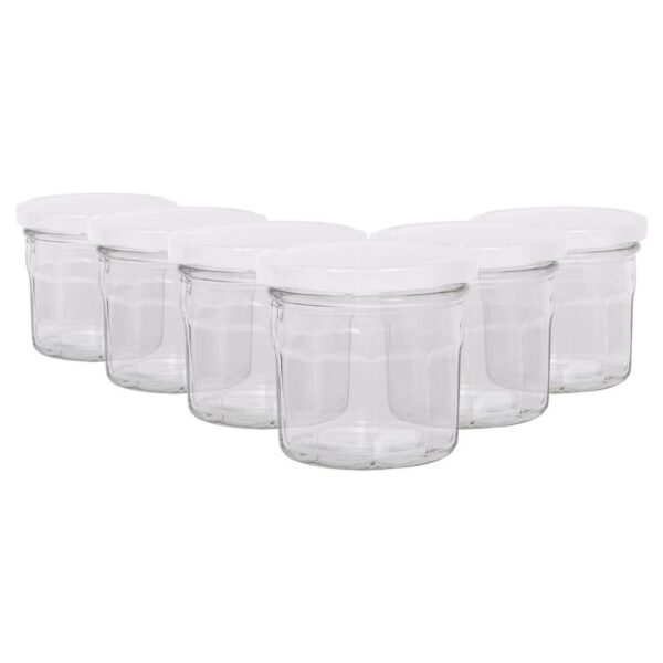 6x 130ml Glass Jam Jars with White Lids Chutney Preserve Honey Pickle Storage