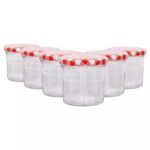 6x 130ml Glass Jam Jars with Red Gingham Lids Chutney Preserve Honey Storage