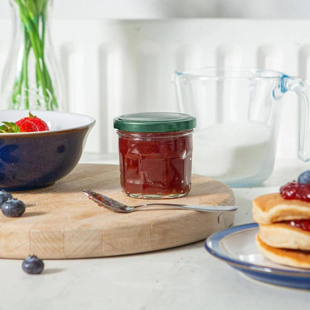 6x 130ml Glass Jam Jars with Green Lids Chutney Preserve Honey Pickle Storage - Image 5
