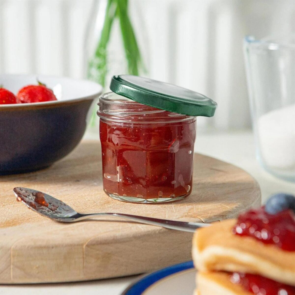 6x 130ml Glass Jam Jars with Green Lids Chutney Preserve Honey Pickle Storage - Image 6