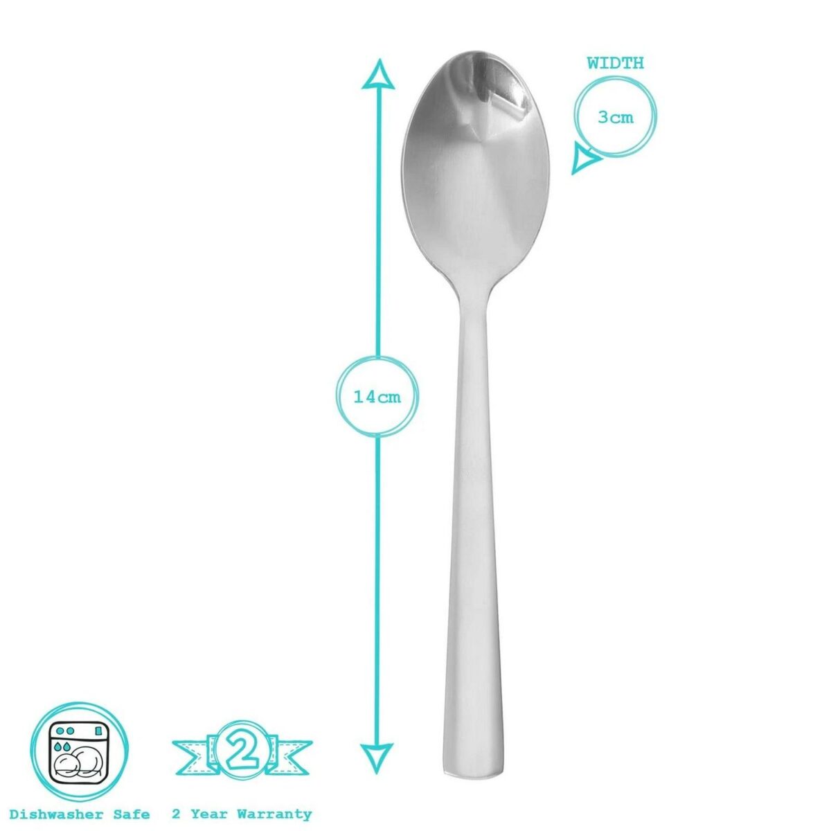 6x 14cm Tondo Stainless Steel Teaspoons Silver Kitchen Table Cutlery Coffee Set - Image 3