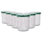 6x 150ml Glass Jam Jars with Green Lids Chutney Preserve Honey Pickle Storage