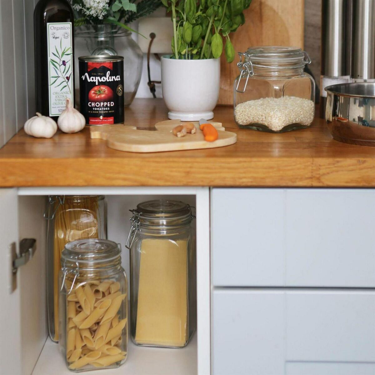 6x 2L Square Glass Jars with Clip-Top Lids Airtight Food Storage Canister - Image 5