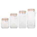 6x 2L Square Glass Jars with Clip-Top Lids Airtight Food Storage Canister - Image 4