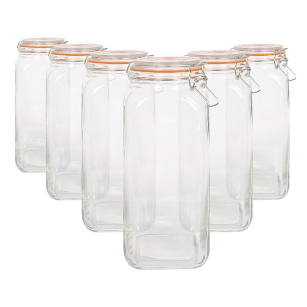6x 2L Square Glass J c6d5bd61e4482fe2725bdd9d60de5fff
