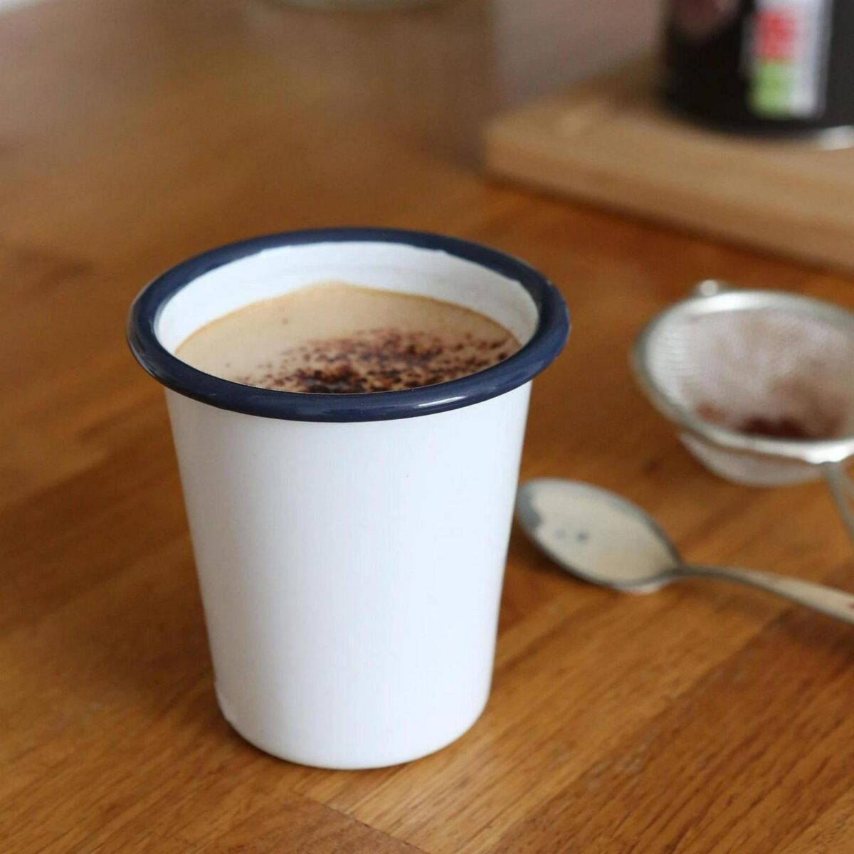 6x 300ml White Enamel Tumblers Blue Steel Drinking Travel Coffee Cup Mug - Image 5