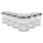 6x 30ml Glass Jam Jars with Silver Lids Chutney Preserve Honey Pickle Storage