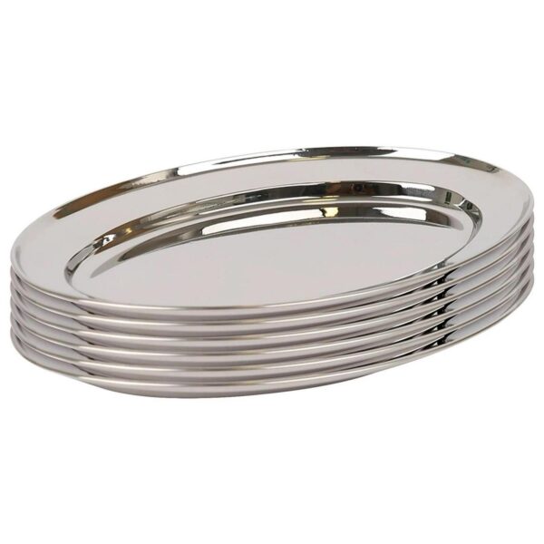 6x 35cm x 24cm Oval Stainless Steel Serving Platters Food Snack Tray Dish Plate