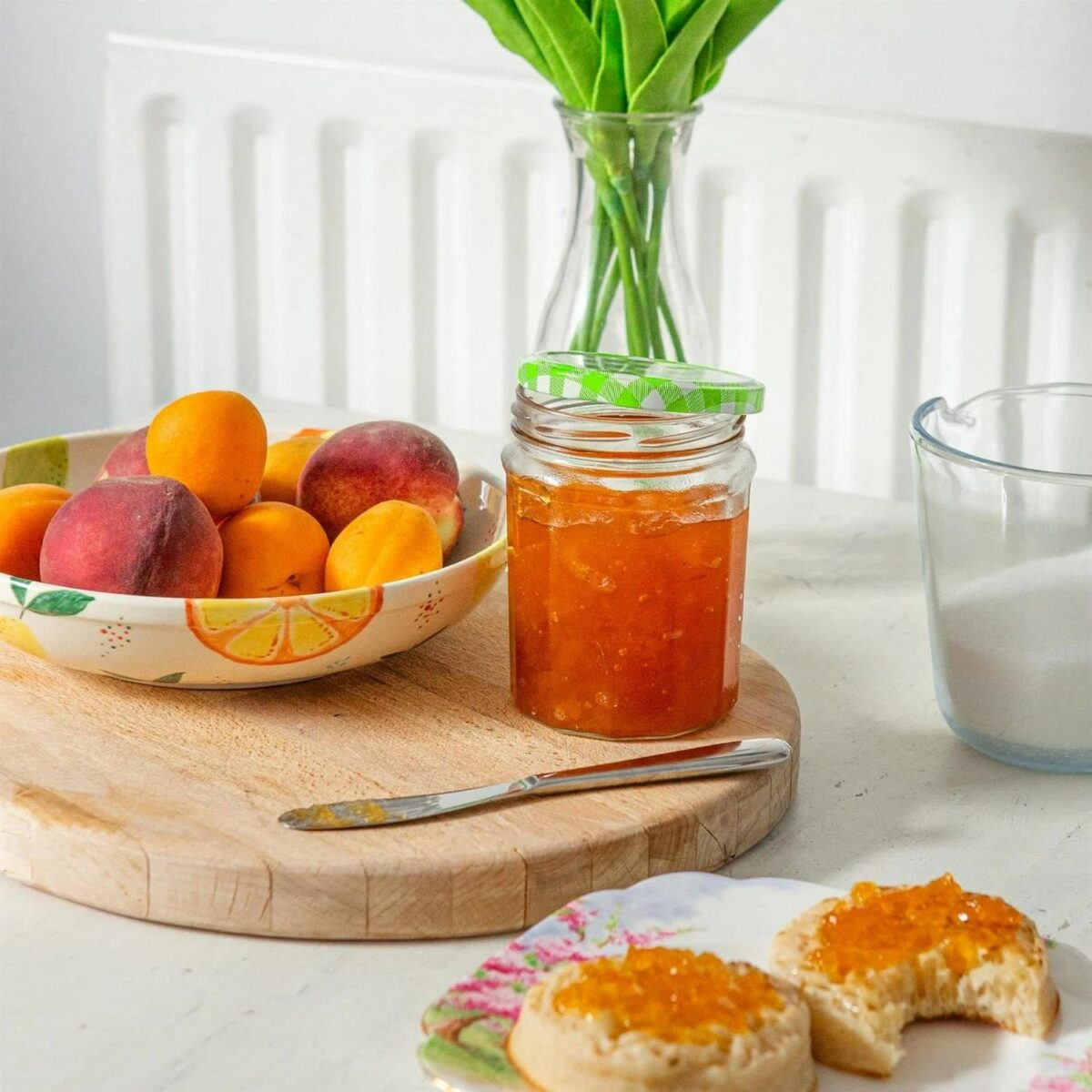 6x 380ml Glass Jam Jars with Green Gingham Lids Chutney Preserve Honey Storage - Image 7