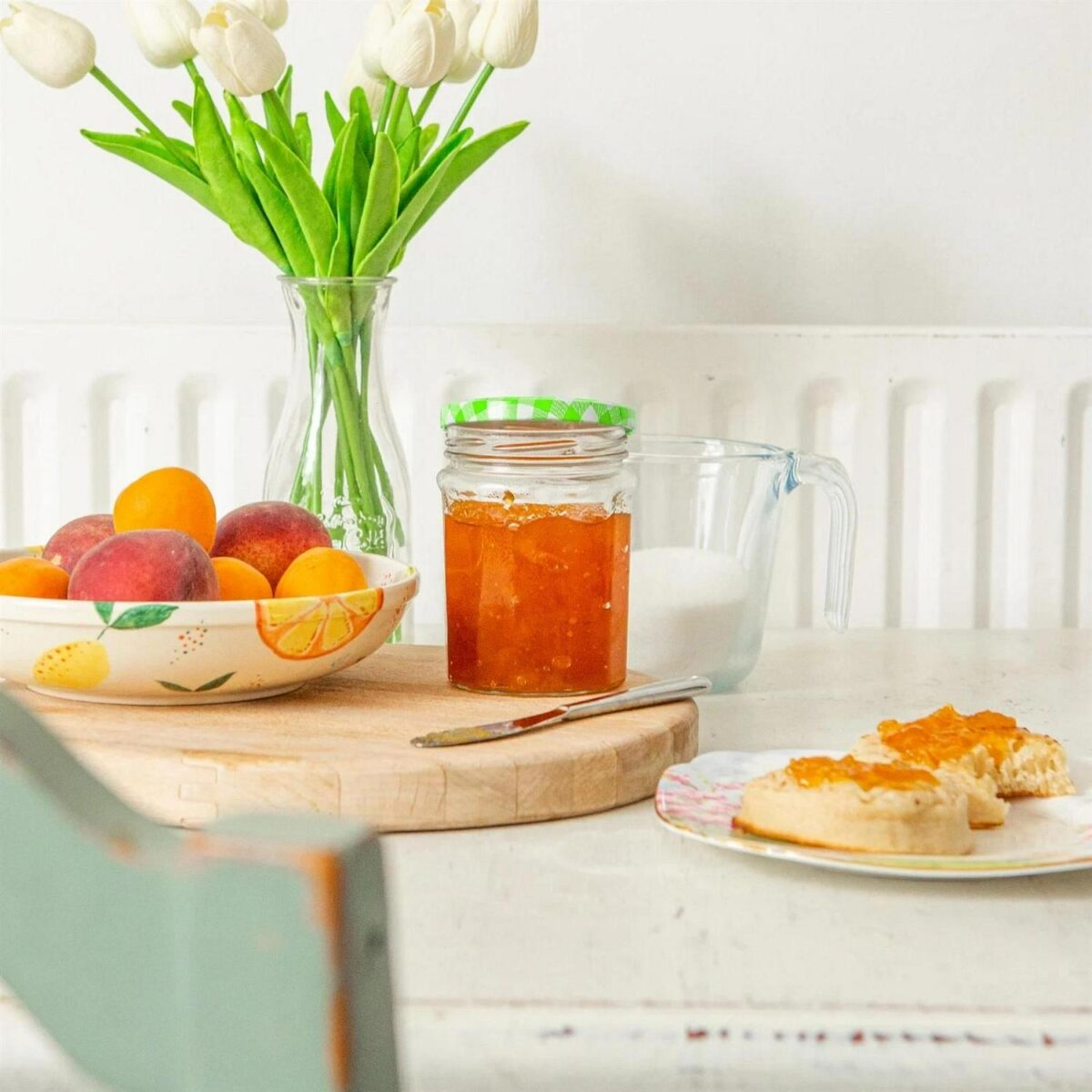6x 380ml Glass Jam Jars with Green Gingham Lids Chutney Preserve Honey Storage - Image 5