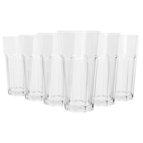 6x 580ml Reusable Plastic Highball Glasses Shatterproof Durable Drinking Cups