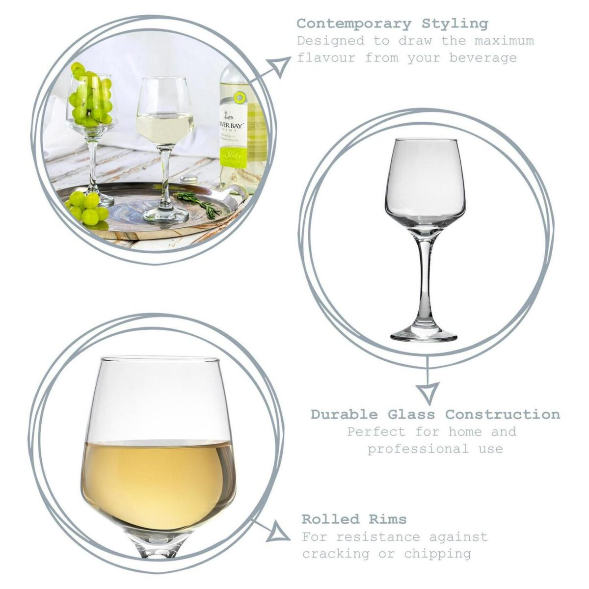 6x Argon Tableware Tallo White Wine Glasses Contemporary Glassware 295ml Clear - Image 2