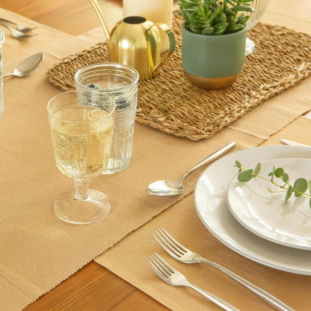 6x Beige 45cm x 34.5cm Cotton Fabric Placemats Kitchen Dining Table Place Mats - Image 7