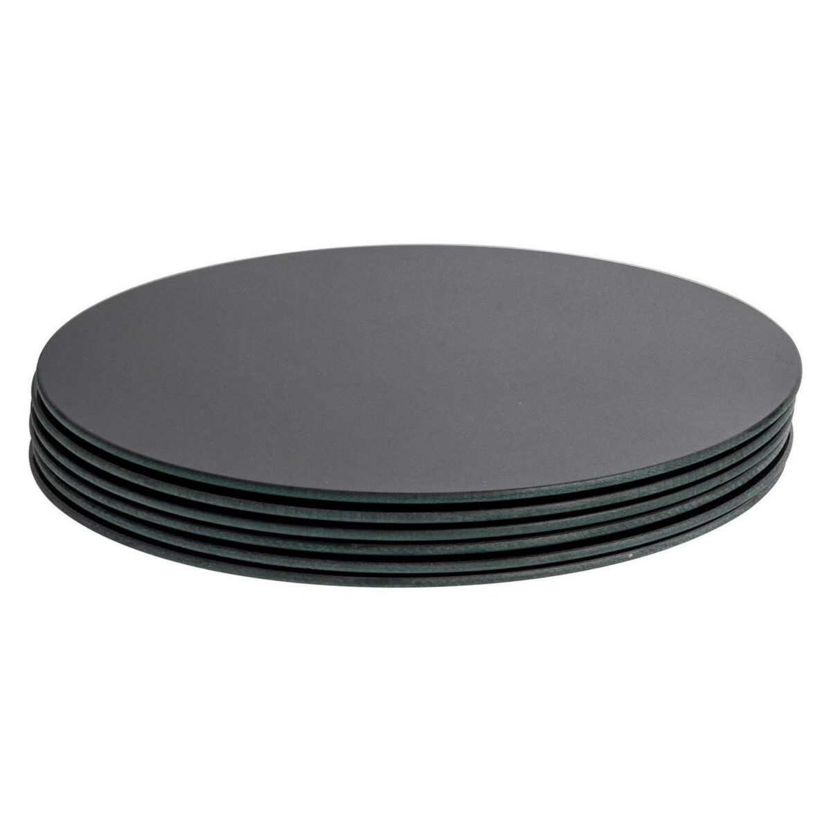 6x Black 30cm Round Glass Placemats Kitchen Dining Dinner Table Place Mats Set - Image 1