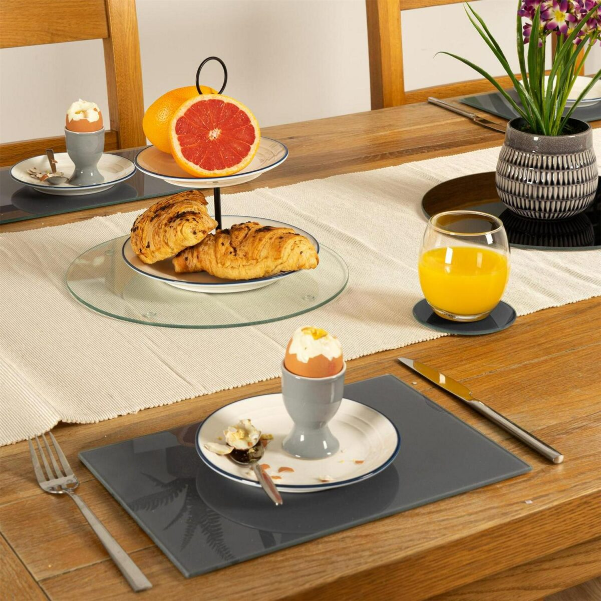 6x Black 30cm Round Glass Placemats Kitchen Dining Dinner Table Place Mats Set - Image 5
