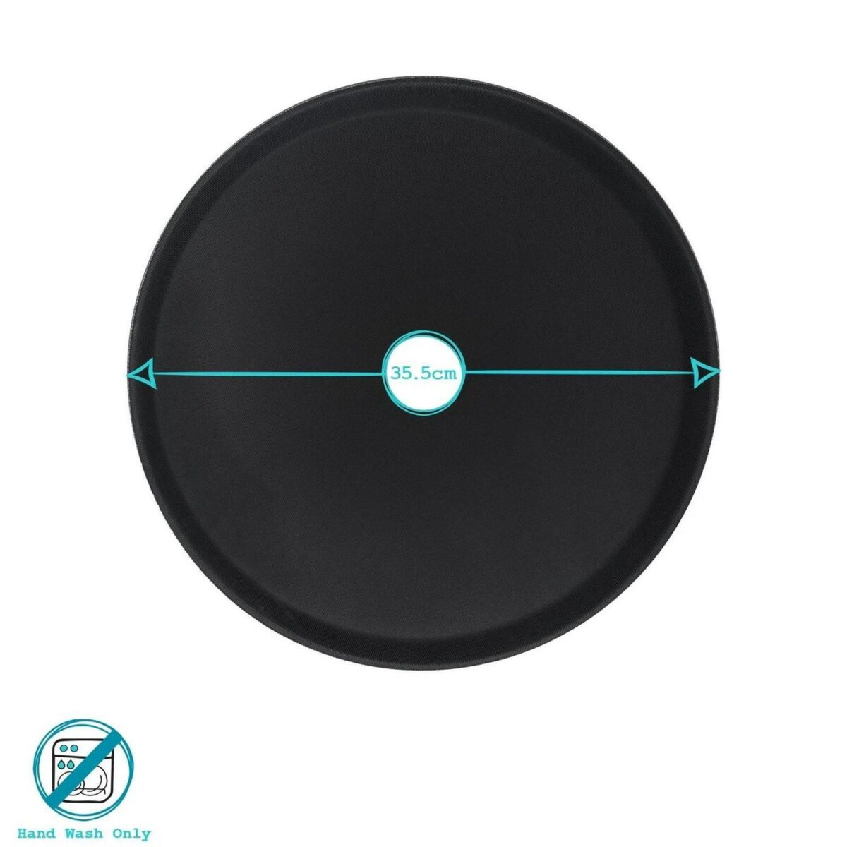 6x Black 35.5cm Round Non-Slip Serving Trays Plastic Food Tea Dinner Trays - Image 3