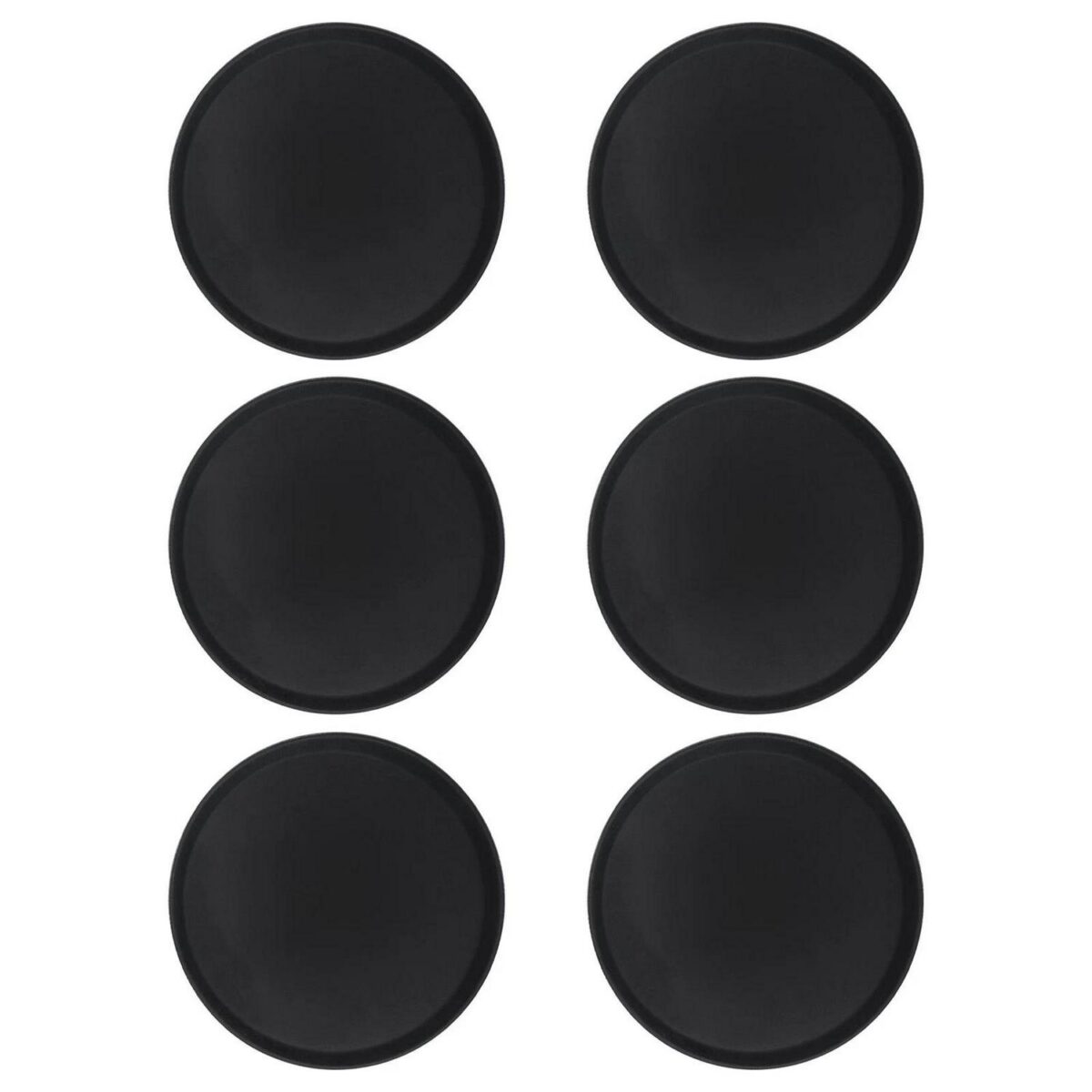 6x Black 35.5cm Round Non-Slip Serving Trays Plastic Food Tea Dinner Trays - Image 1