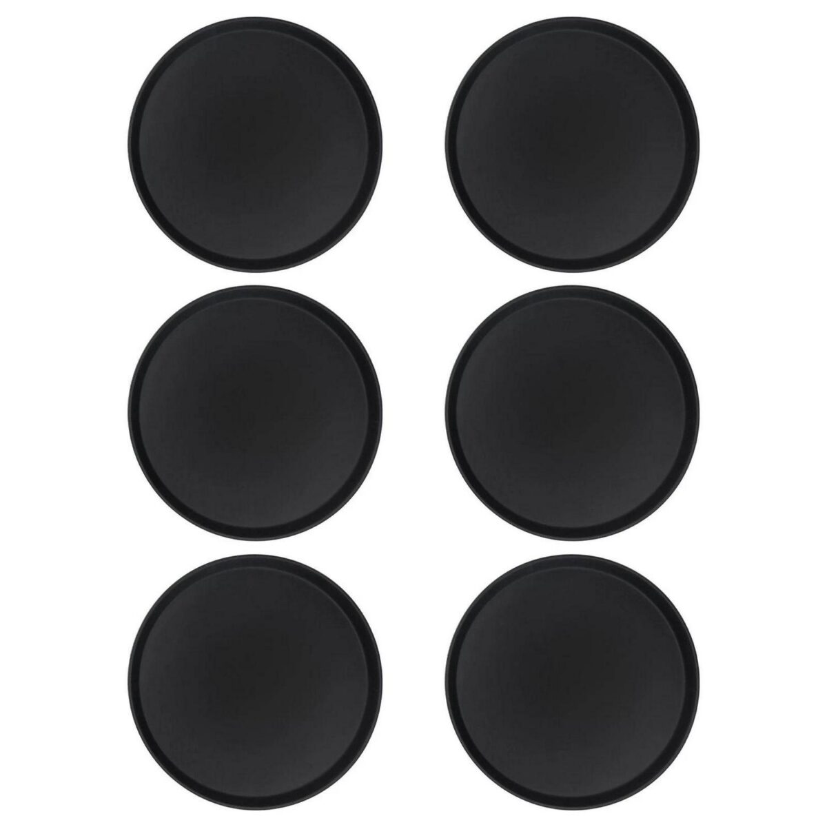 6x Black 45.5cm Round Non-Slip Serving Trays Plastic Food Tea Dinner Trays - Image 1