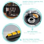 6x Black 45.5cm Round Non-Slip Serving Trays Plastic Food Tea Dinner Trays - Image 2