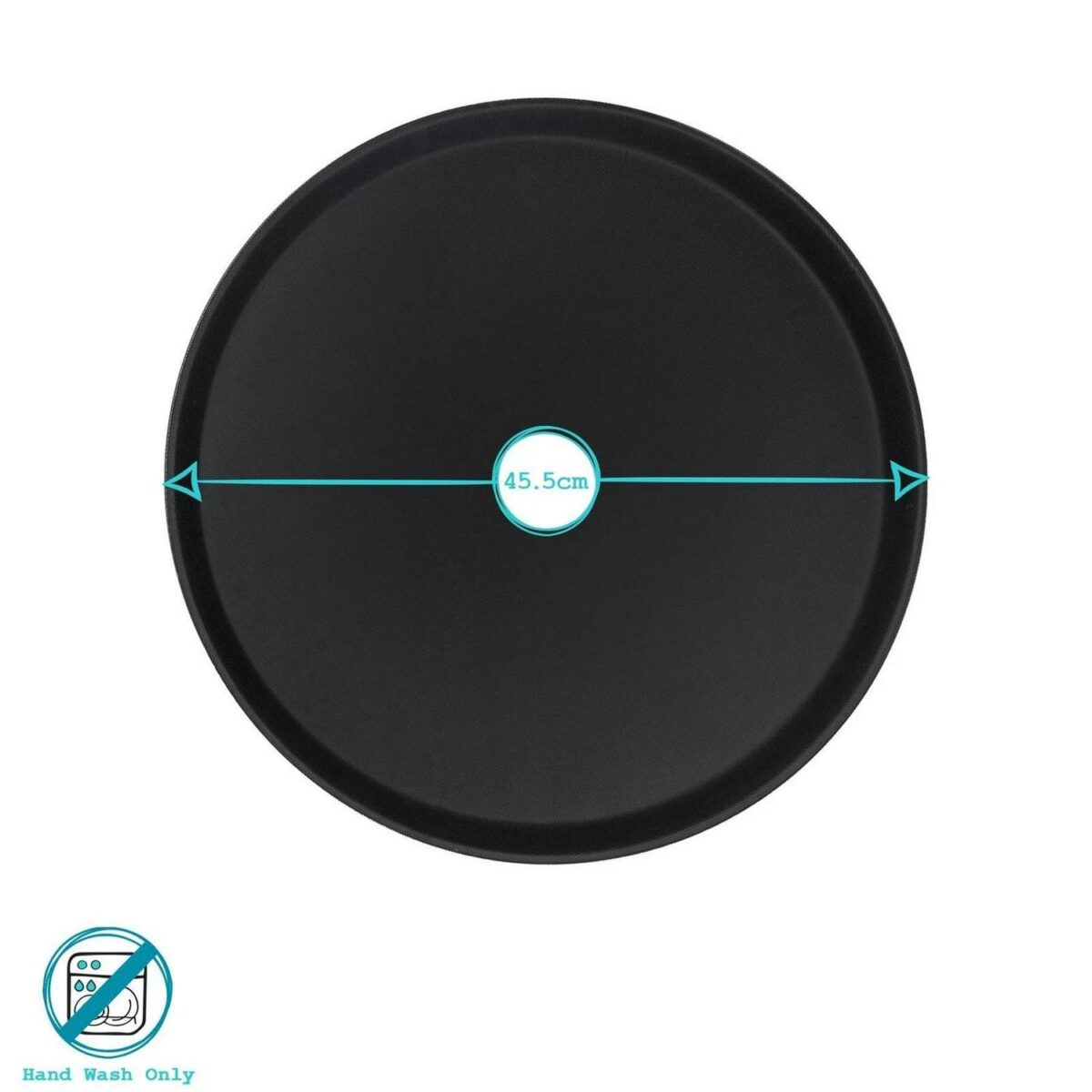 6x Black 45.5cm Round Non-Slip Serving Trays Plastic Food Tea Dinner Trays - Image 3