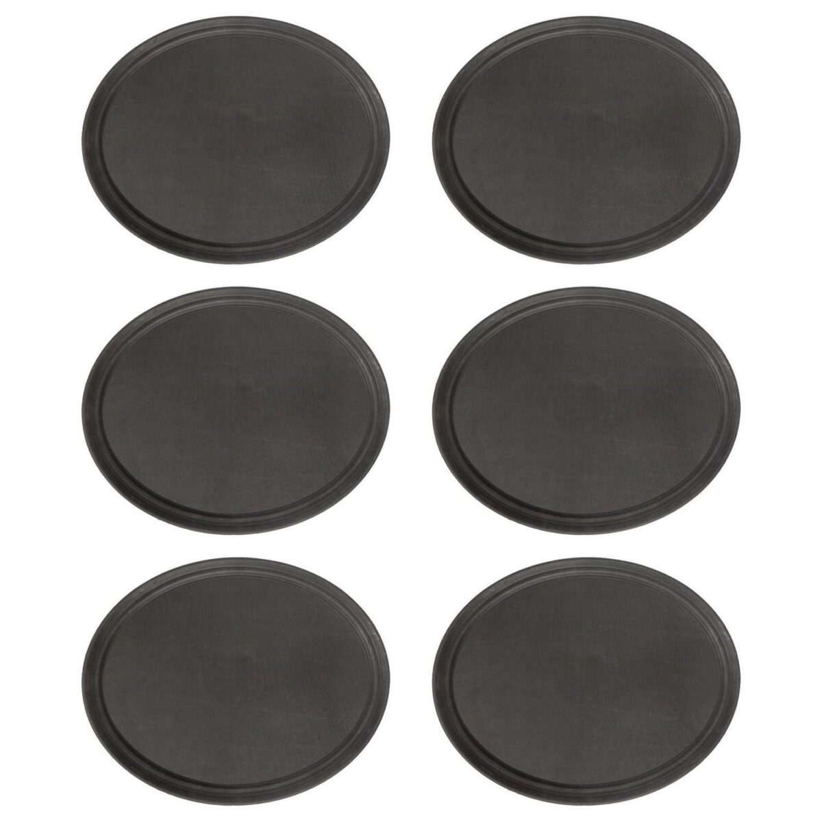 6x Black 63.5cm x 52cm Oval Non-Slip Serving Trays Plastic Food Tea Dinner Trays - Image 1