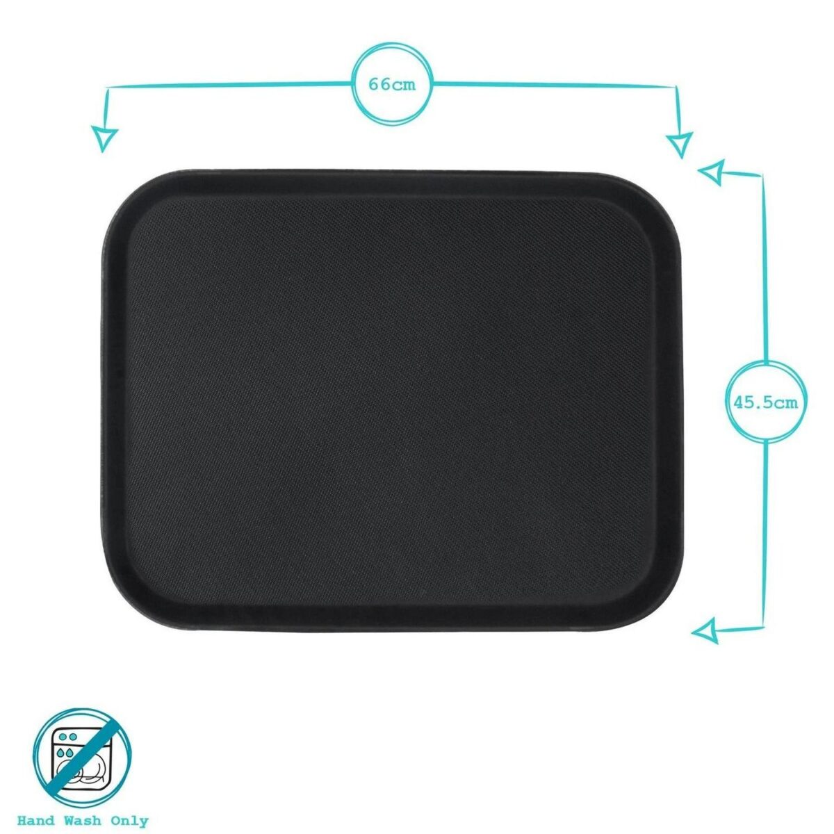 6x Black 66cm x 45.5cm Rectangle Non-Slip Serving Trays Plastic Food Tea Trays - Image 3
