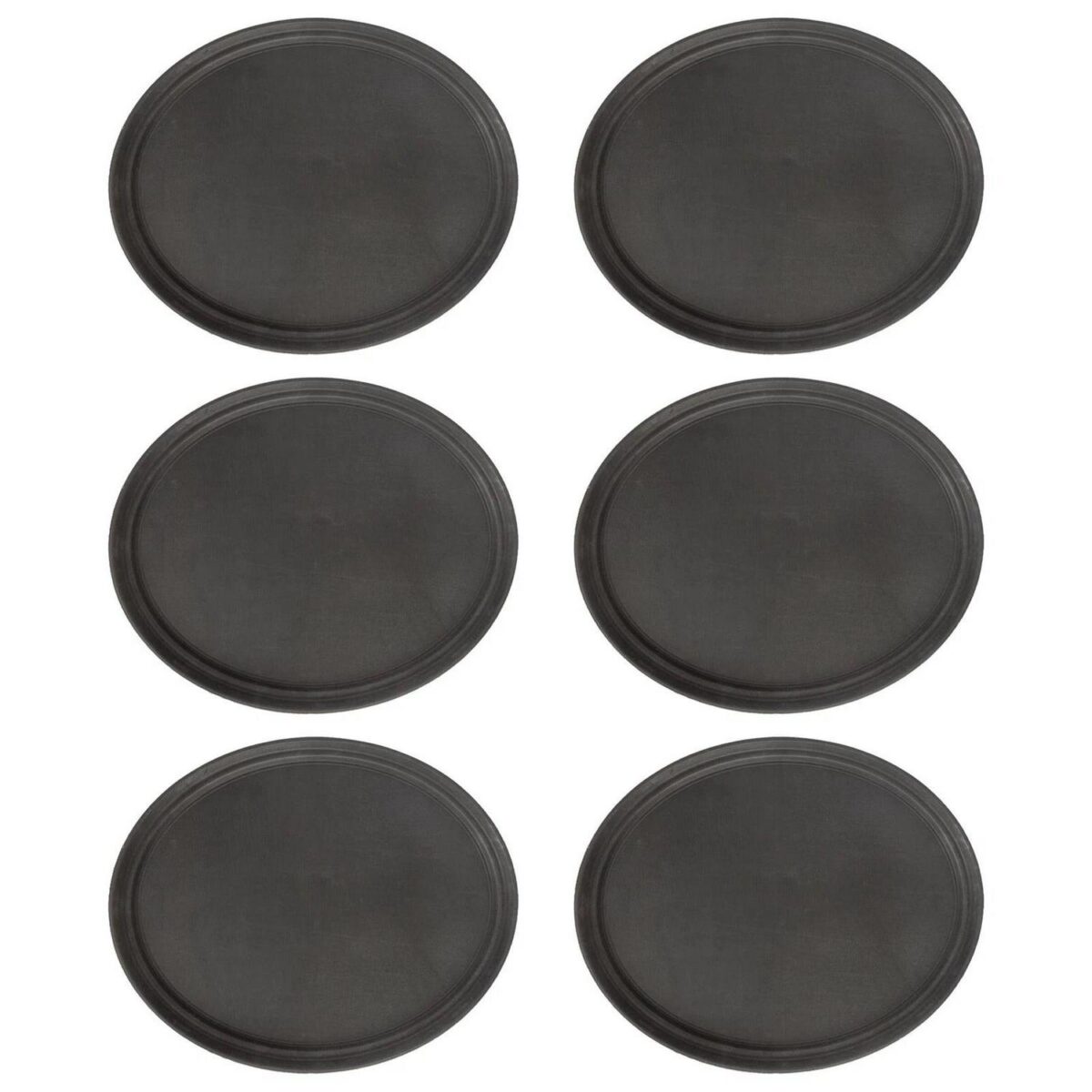 6x Black 79cm x 66cm Oval Non-Slip Serving Trays Plastic Food Tea Dinner Trays - Image 1