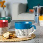 6x Blue 450ml Dipped Dash Stoneware Coffee Mugs Large Ceramic Tea Cups Set - Image 6