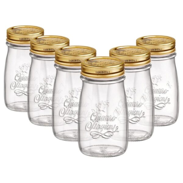 6x Bormioli Rocco 200ml Quattro Stagioni Glass Bottles with Screw Top Lid