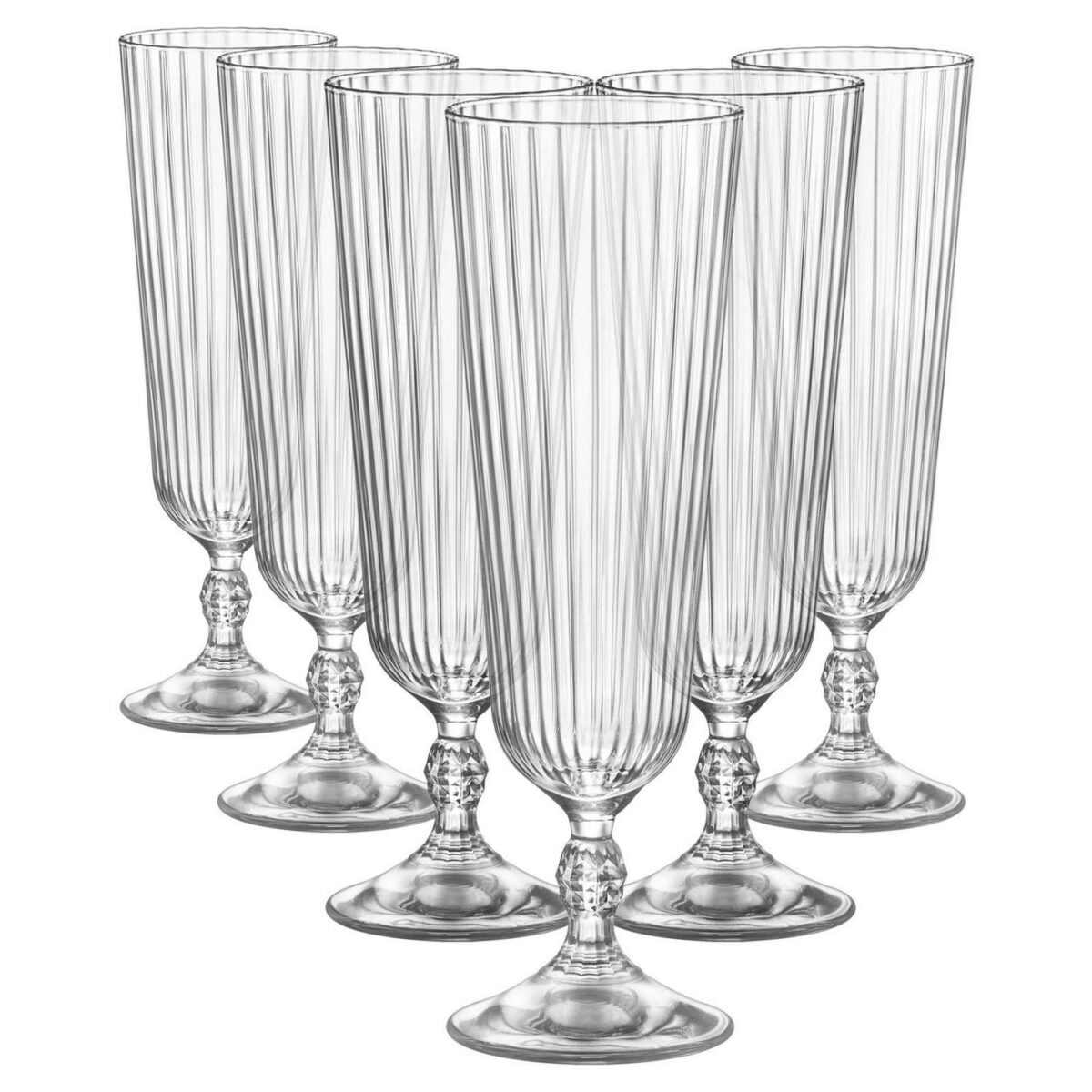 6x Bormioli Rocco 275ml America '20s Sling Cocktail Glasses Clear Glass Set - Image 1