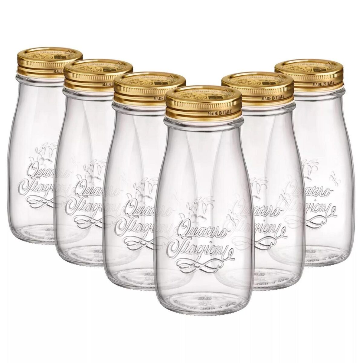 6x Bormioli Rocco 400ml Quattro Stagioni Glass Bottles with Screw Top Lid - Image 1