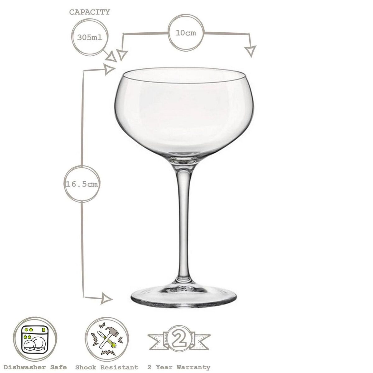 6x Bormioli Rocco Bartender Glass Champagne Coupe Saucers Glasses 305ml - Image 3