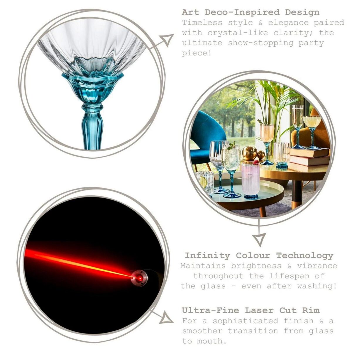 6x Bormioli Rocco Florian Cocktail Glasses Glass Cocktail Goblets 245ml Blue - Image 2