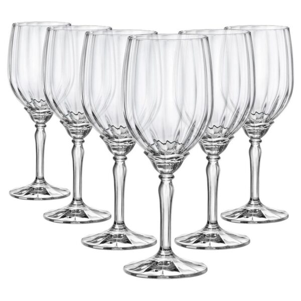 6x Bormioli Rocco Florian White Wine Glasses Small Glass Red Rose 380ml Clear