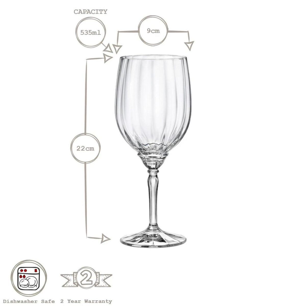 6x Bormioli Rocco Florian Red Wine Glasses Large Glass White Rose 535ml Clear - Image 4