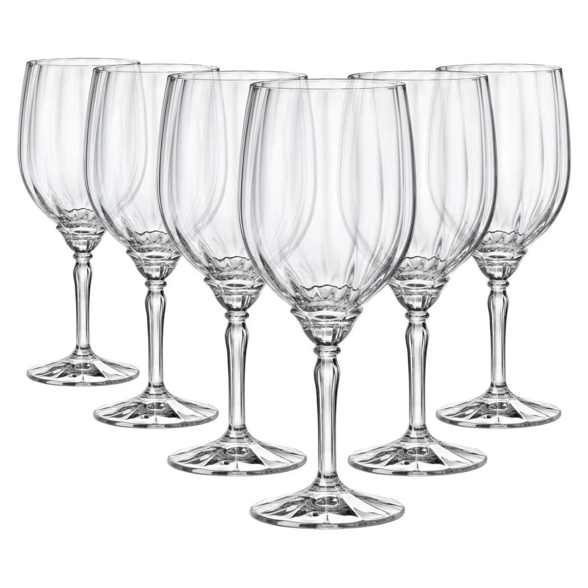 6x Bormioli Rocco Florian Red Wine Glasses Large Glass White Rose 535ml Clear - Image 1
