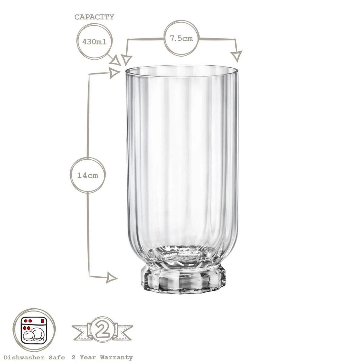 6x Bormioli Rocco Florian Highball Glasses Glass Drinking Tumblers 430ml Clear - Image 3