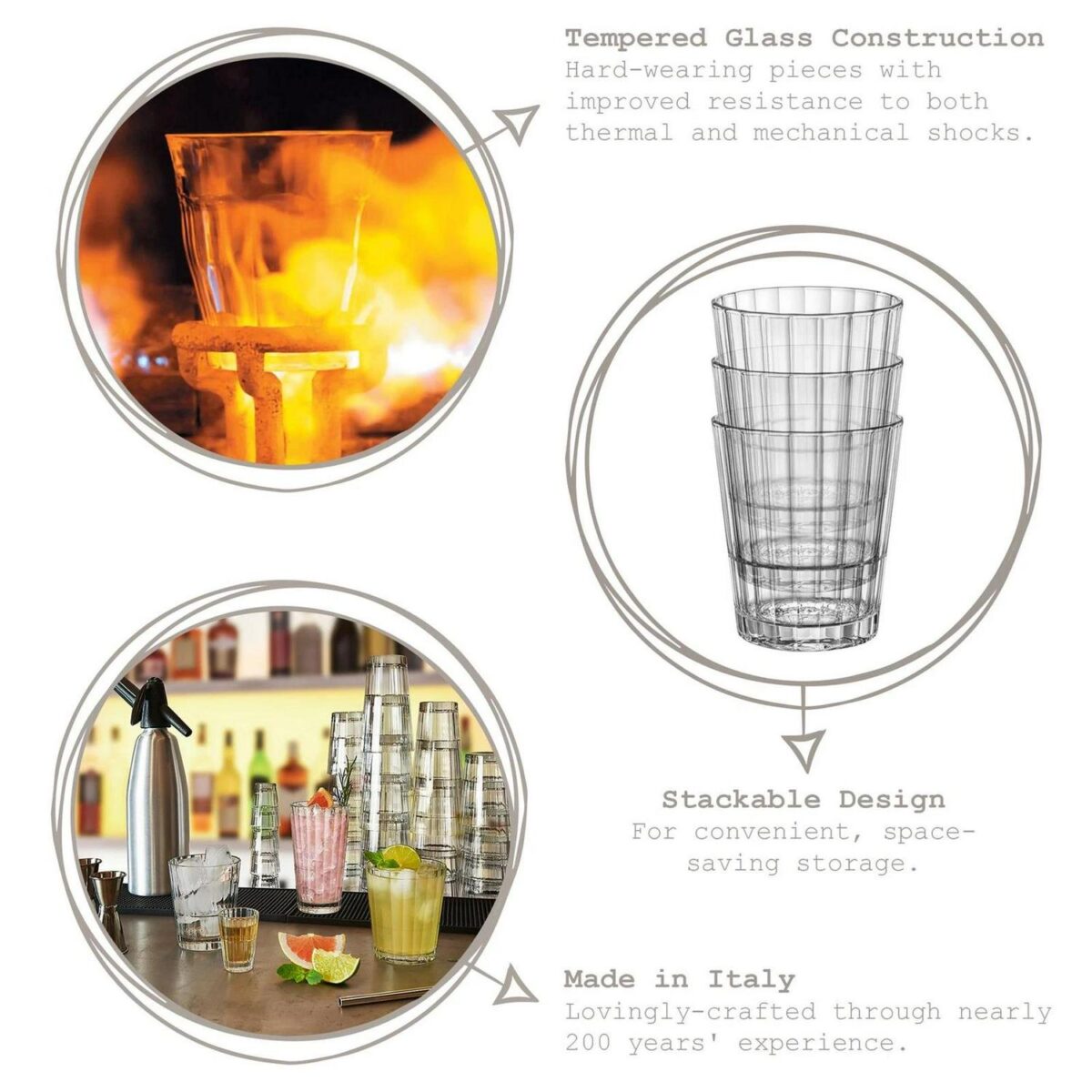 6x Bormioli Rocco Oxford Bar Highball Glasses Drinking Tumblers 395ml Clear - Image 2