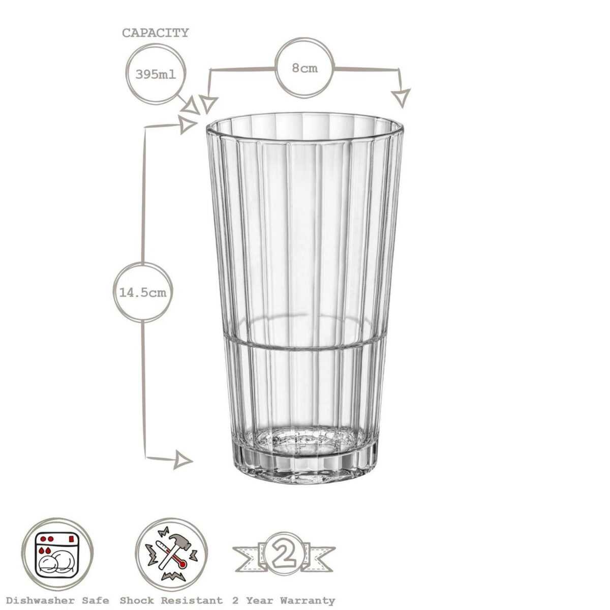 6x Bormioli Rocco Oxford Bar Highball Glasses Drinking Tumblers 395ml Clear - Image 3