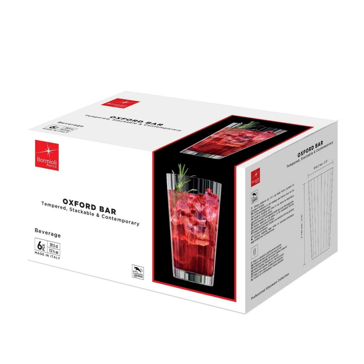 6x Bormioli Rocco Oxford Bar Highball Glasses Drinking Tumblers 395ml Clear - Image 5