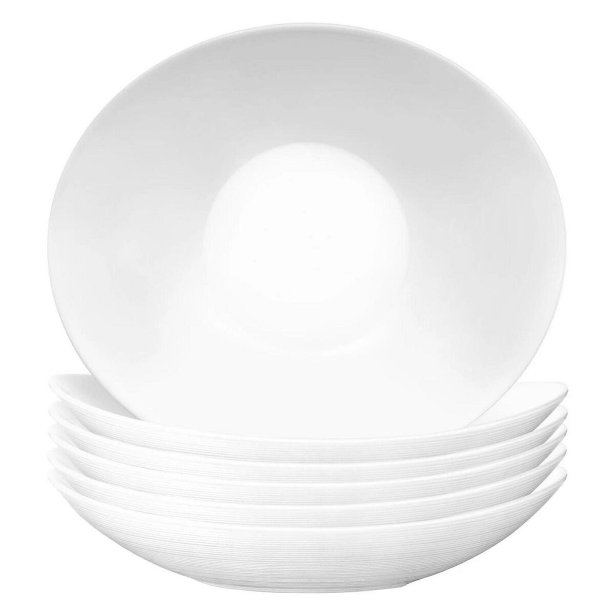 6x Bormioli Rocco White 23cm Glass Prometeo Oval Soup Plates Dinner Pasta Set - Image 1