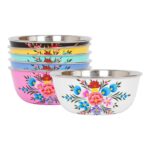 6x Buttercup Pansy 14.5cm Stainless Steel Hand-Painted Picnic Snack Bowls - Image 5