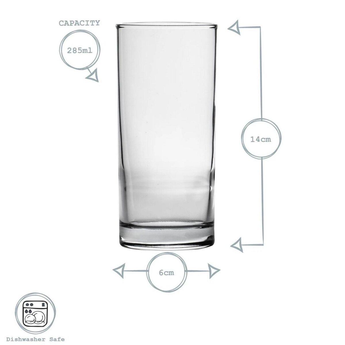 6x Classic Highball Glasses Modern Water Juice Cocktail Tumblers 295ml Clear - Image 3