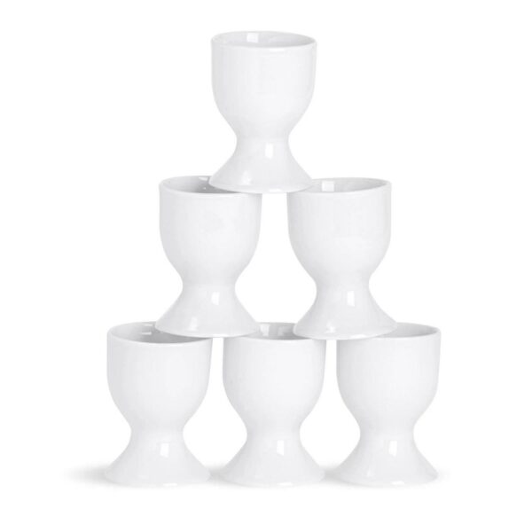 6x Classic White Egg Cups Porcelain Breakfast Hard Soft Boiled Eggs 5cm
