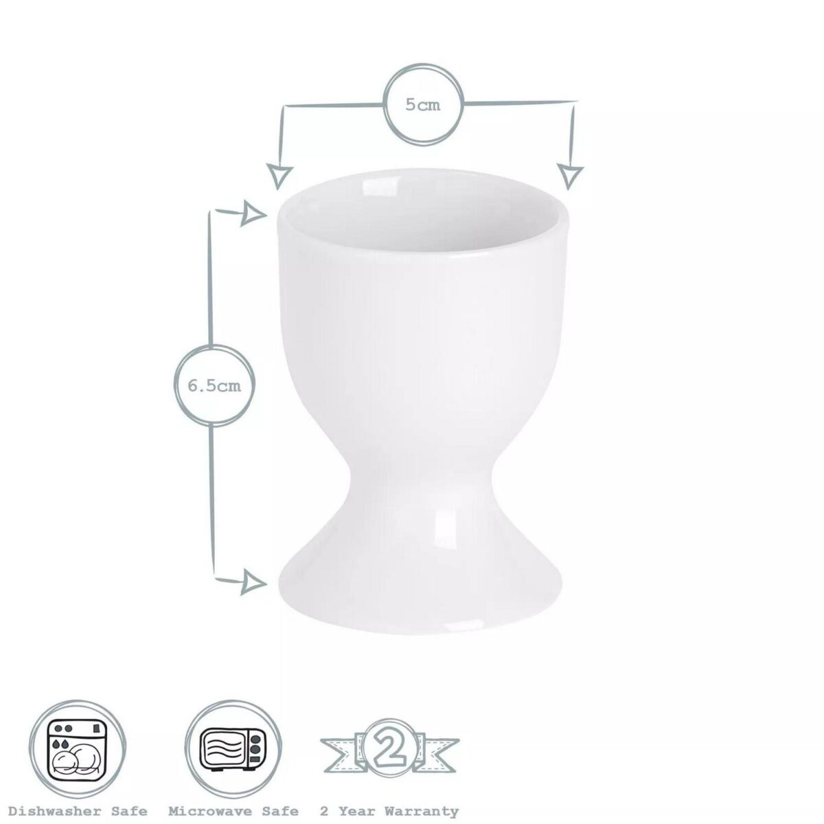6x Classic White Egg Cups Porcelain Breakfast Hard Soft Boiled Eggs 5cm - Image 3