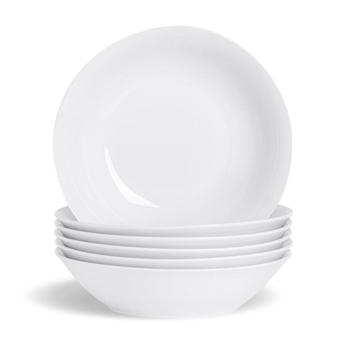 6x Classic White Pasta Bowls Porcelain Ramen Noodle Serving Dishes 25.5cm - Image 1