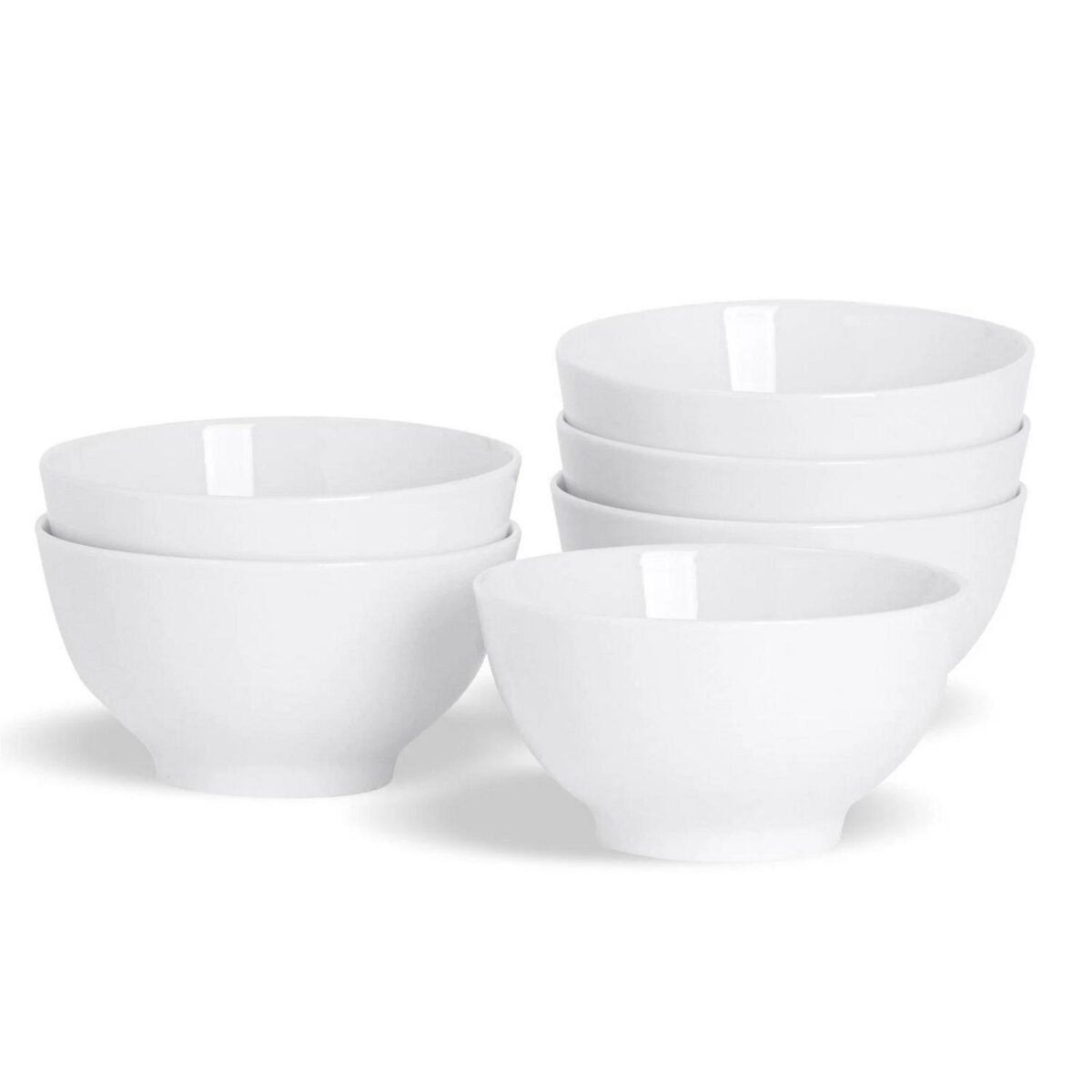 6x Classic White Rice Bowls Porcelain Ice Cream Ramen Cereal Dishes 13cm - Image 1