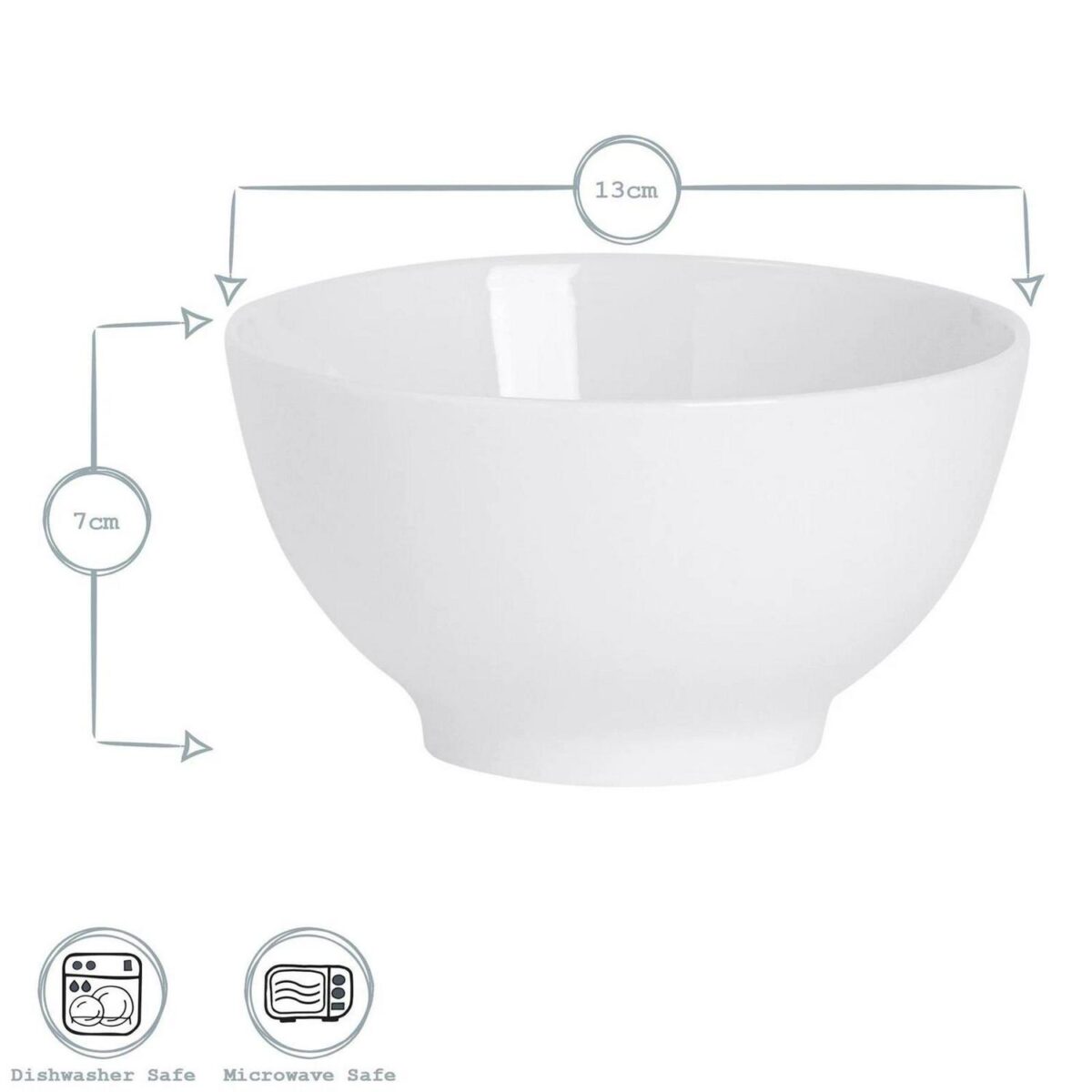6x Classic White Rice Bowls Porcelain Ice Cream Ramen Cereal Dishes 13cm - Image 3