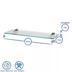 6x Clear 60cm Floating Glass Wall Shelves Bathroom Shelf with Chrome Brackets - Image 3
